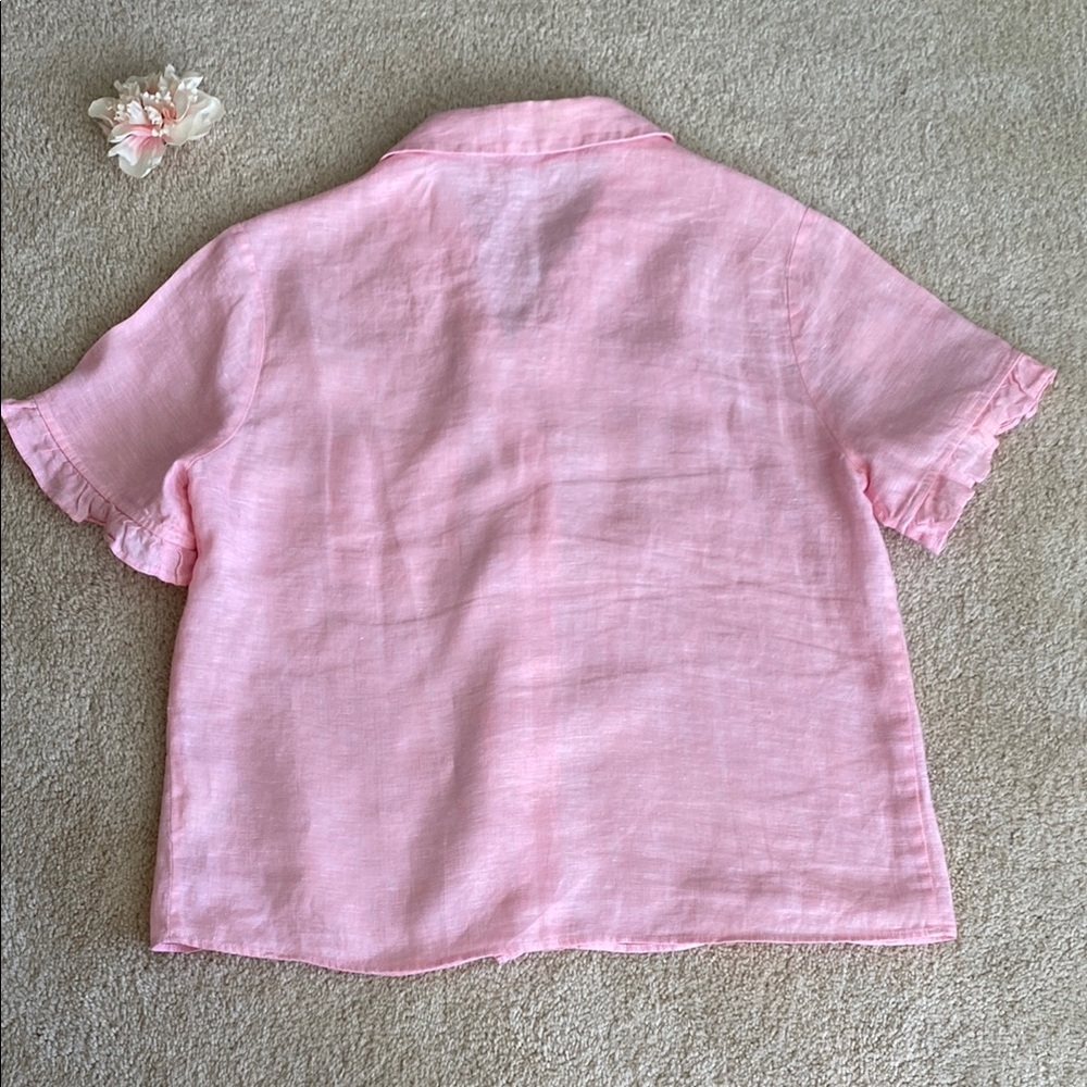 Lilly Pulitzer Light Pink Sorbet Button Down Carden ruffle Shirt, S, NWOT - Picture 8 of 9
